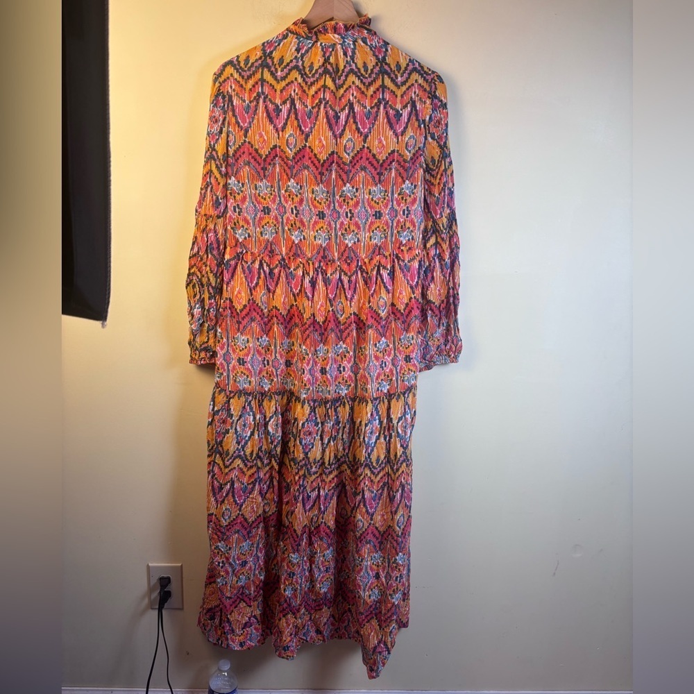 Anthropologie Maeve Tamarind Tiered Maxi Dress Orange/Multicolor Ikat Size XS - Picture 3 of 5